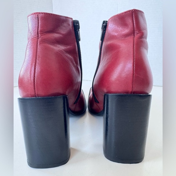 vintage 90s y2k red hillard hanson square toe block heel ankle boots size 8 - Picture 6 of 10